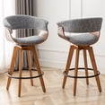 thumbnail image 5 of FOWEOAIU Bar Stools Fabric Upholstered Adjustable Swivel Counter Stool 26"，with Footrest for Bar, Kitchen Island, Bistro, Gray (Set of 2）, 5 of 10