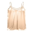 thumbnail image 6 of Womens Satin Silk Camisole Lace V Neck Tank Top Adjustable Spaghetti Strap Sleeveless Dressy Summer Inner Layering Elegant Satin Blouses Tops, 6 of 6