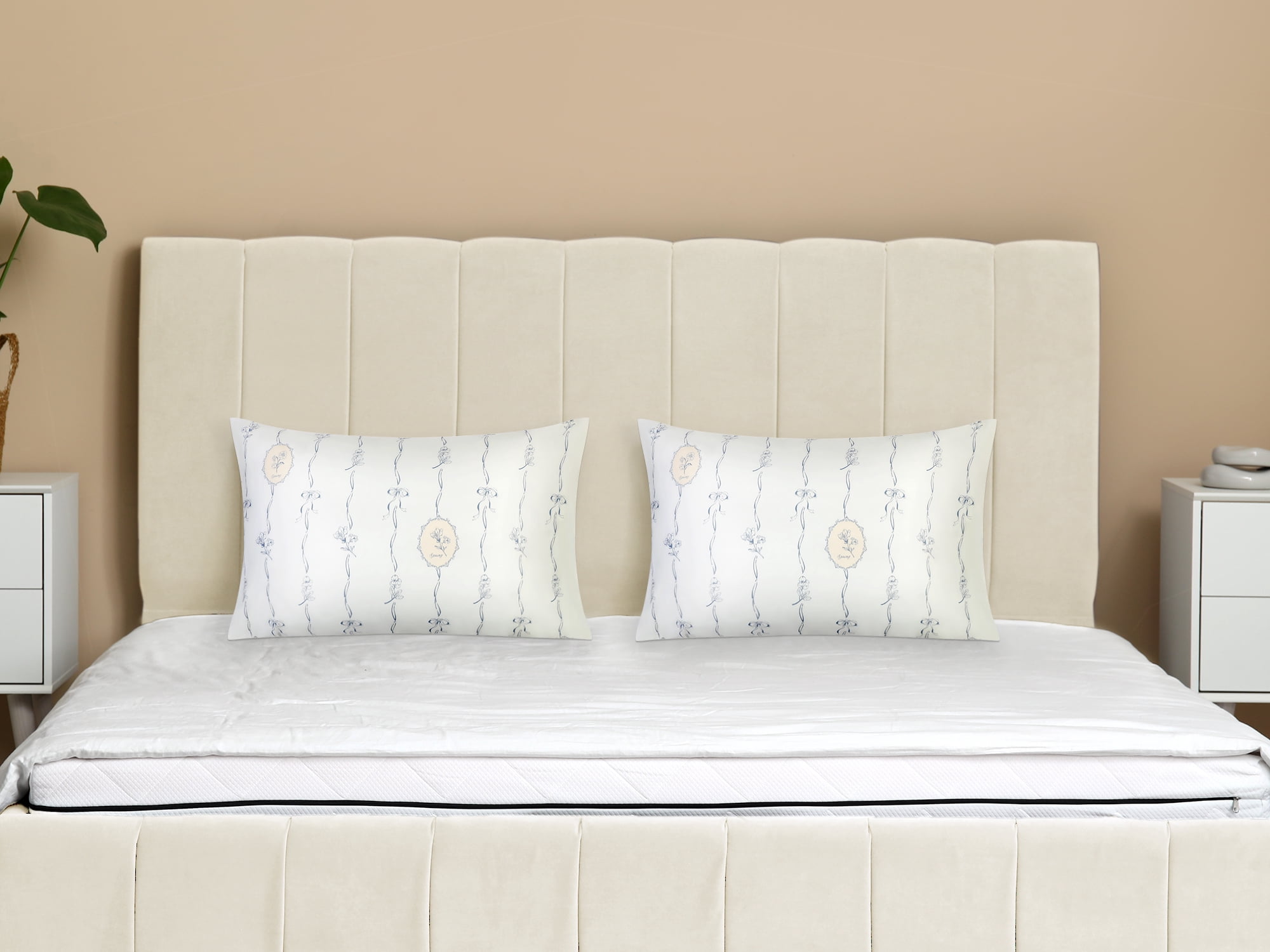 Unique Bargains Pillowcase Cotton Floral Pillow Cases with Envelope Closure White