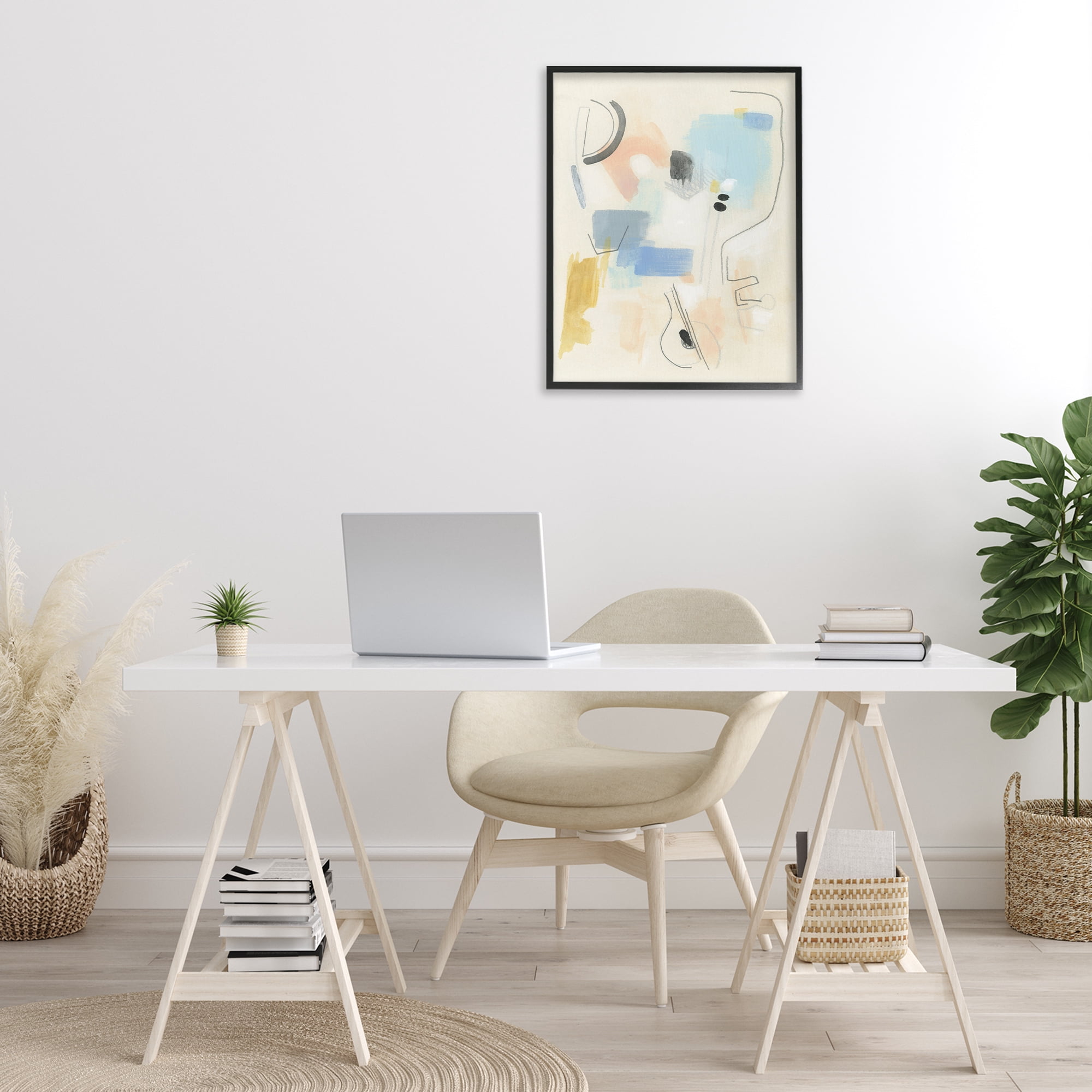 Stupell Industries Modern Scribble Abstraction Abstract Painting Black Framed Art Print Wall Art, 24 x 30