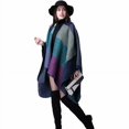 thumbnail image 4 of Aptoco Winter Scarf Shawls for Women, Plaid Sweater Poncho Cape Coat Open Front Blanket Shawls and Wraps, Black, 4 of 7