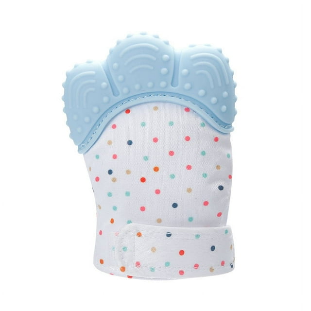 Par de guantes de dentición de silicona azul Wavepoint, guantes protectores de silicona de grado alimenticio para bebés, juguetes para aliviar el dolor, 0-12 meses