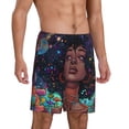 thumbnail image 6 of Mens Pajama Shorts, Cosmic Garden Woman Portrait Sleep Shorts Men Pajama Bottoms Lounge PJ Shorts with Pockets, 6 of 6