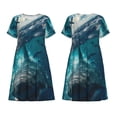 thumbnail image 3 of Bixox Robe d'Été à Manches Courtes pour Femmes Robe Ample Longueur Genou avec Poches-Airplane Shark, 3 of 7