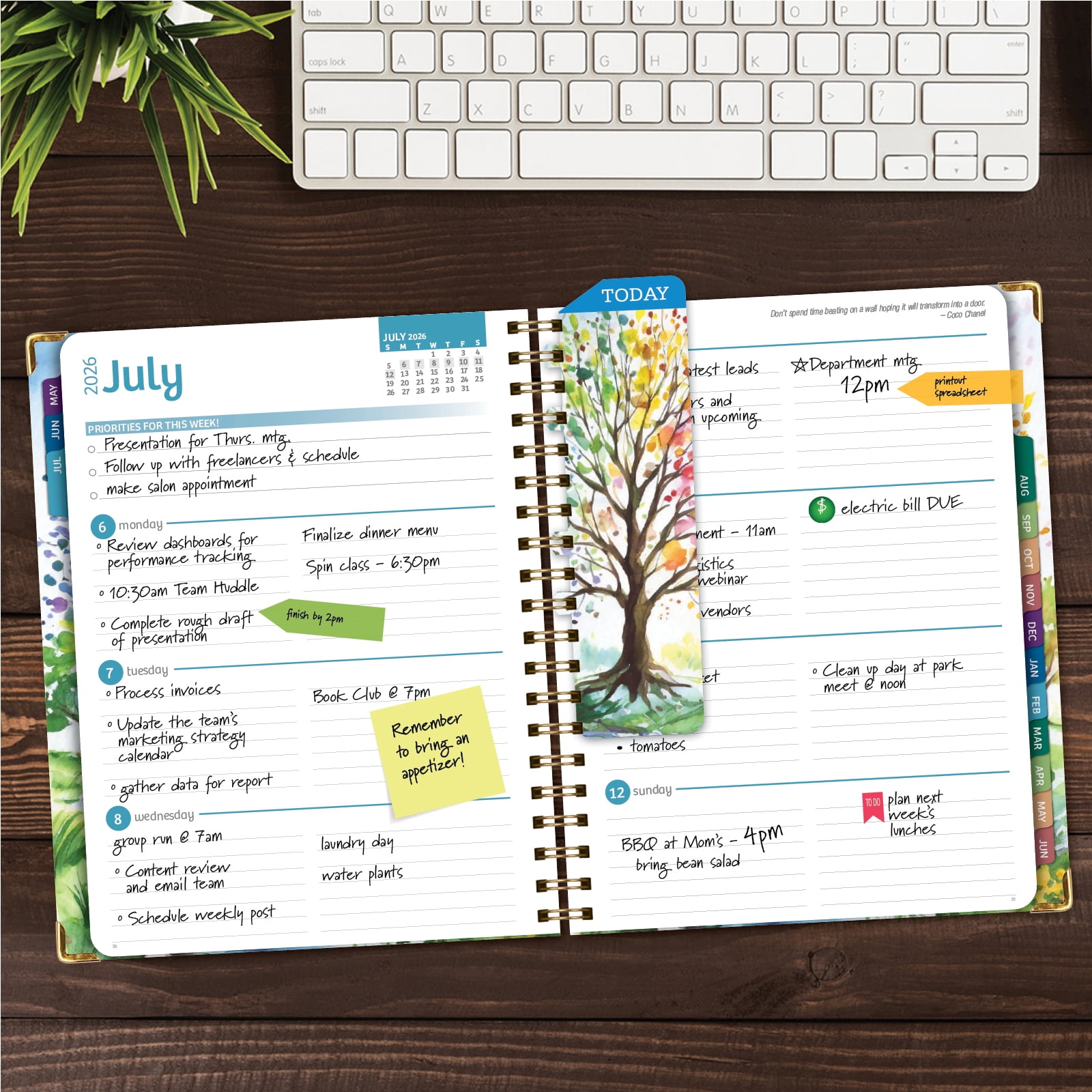 2026-2027 Excello Brands 8.5" x 11" Academic Year Hardcover Fashion Planner, Weekly/Monthly, 14 Month, Tree Seasons