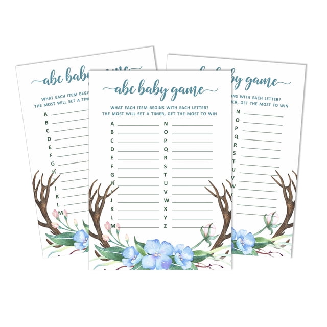 Inkdotpot 50 BabyAlphabetABCGameAntler (Garçon) Jeu de Douche Neutre pour Fête de Bébé