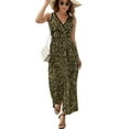 thumbnail image 2 of Maxi Dress Vintage Paisley Print Dress Woman Gold And Black Vintage V Neck Sleeveless Street Style Graphic Bohemia Long Dresses, 2 of 7