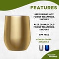 thumbnail image 2 of Stemless Wine Glass Tumblers with Lids by Largo 11 oz. Set of 6, Bulk Pack - Perfect for Wine, Cocktails, Other Hot & Cold Beverages - Gold, 2 of 5
