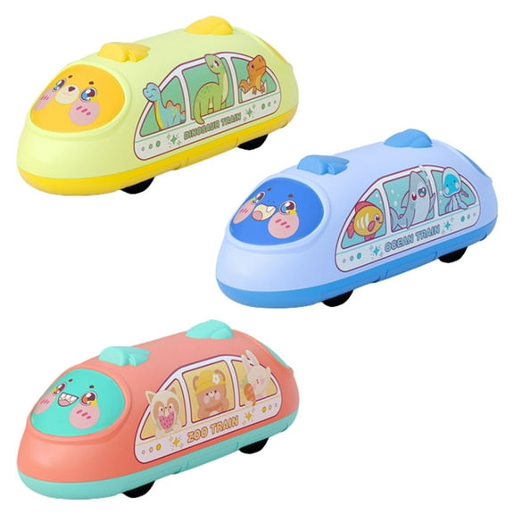 EASTIN 3PCS Baby Train Toy - Cartoon Inertia Small Car Toy - Various Styles - No Battery Required - Pull Back Vehicle - Educational Toy - Kids Boys Girls Gift
