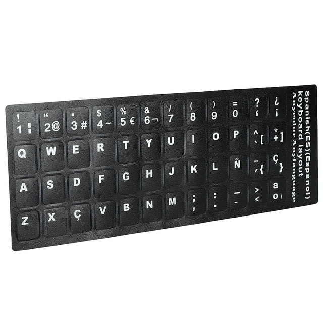 Pegatina de Teclado, Calcomanía de Teclados de Lenguaje Universal de Letra Blanca A Prueba de Polvo Para Escritorio para PC para la Computeradora Portátil de 10 Pulgadas A 17