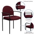 thumbnail image 2 of Comfort Burgundy Fabric Stackable Steel Side Reception Chair with Arms, 2 of 9