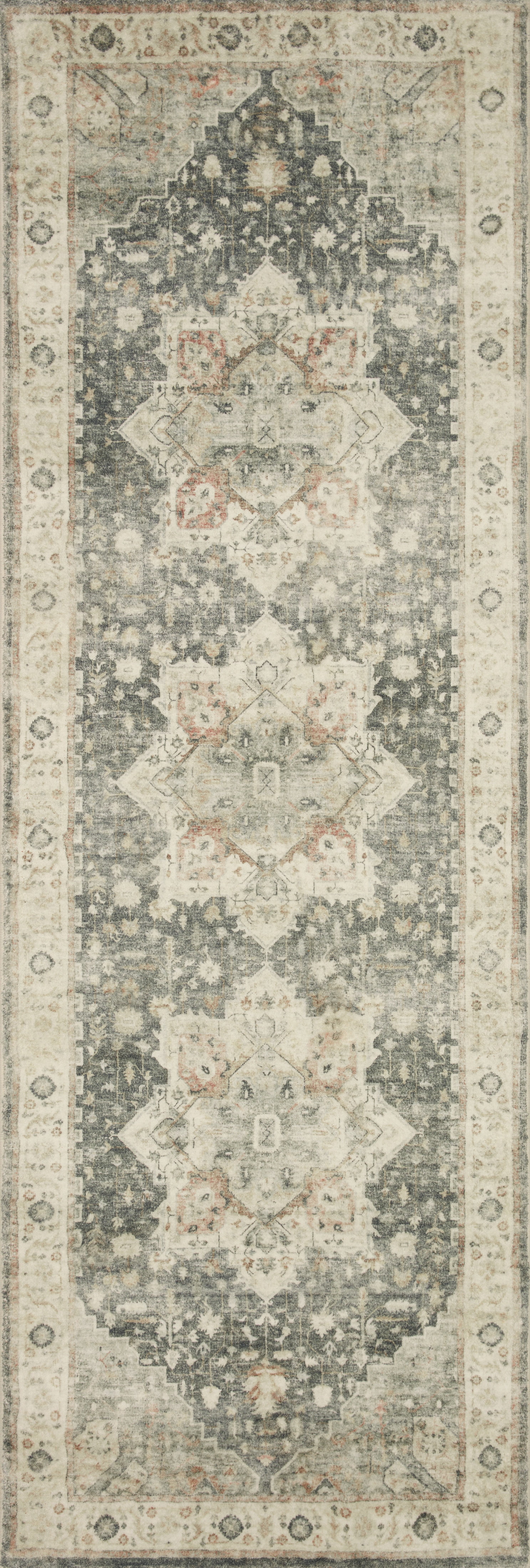 Loloi Rosette Slate / Ivory 2'-6" x 9'-9" Runner Rug