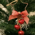 thumbnail image 5 of 2 piezas de piñas de pino navideñas, cascabeles y lazo con cuadros de búfalo, adornos para colgar en la puerta y en la pared, 5 of 5
