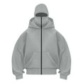 thumbnail image 4 of BiZtdJrK Streetwear Hoodies for Men with Mask Thermal Winter Double Hat Hooded Sweatshirt Solid Color Long Sleeve Zip Up Sports Jacket, Gray, XL, 4 of 10