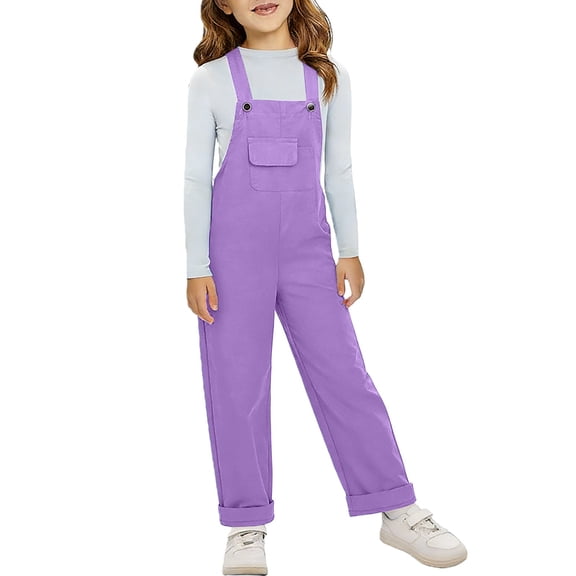 EnJoCho Kids Girls Baggy Overalls Boys Teen Straight Wide Leg Sleeveless Jumpsuits Cute Adjustable Strap Summer Bib Overall Girls Lightweight Wide Leg Pants 2-14 Years