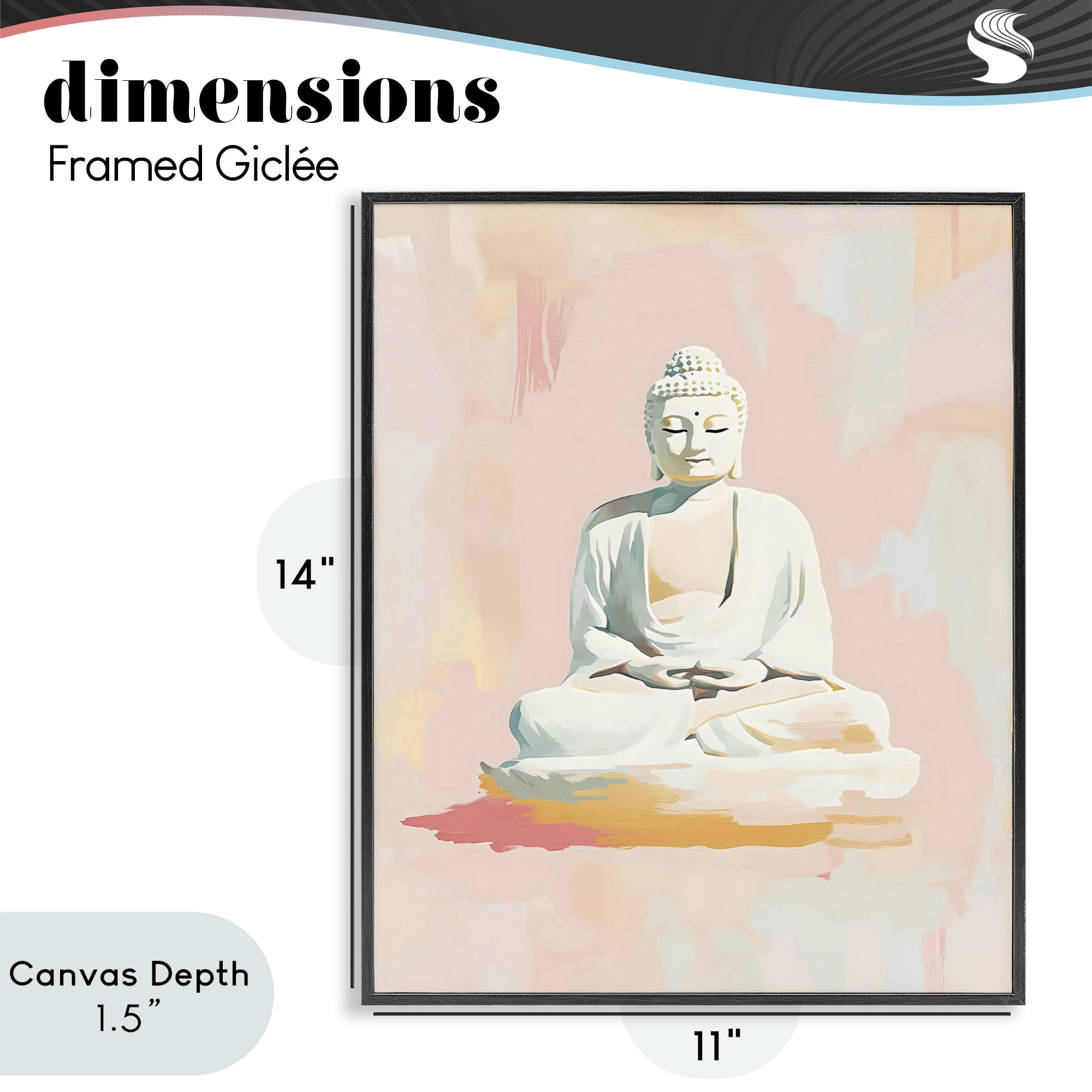 Stupell Industries Pastel Buddha In Quiet Meditation Black Framed Giclee Art, design by The Prints Vibe