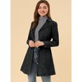 thumbnail image 3 of Chaqueta Vaquera Vaquera Larga Con Cinturón Y Solapa Con Muesca Para Mujer Negro M, 3 of 6