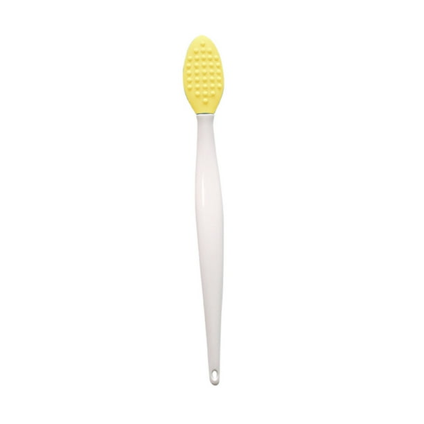 Qarigey Cepillo de labios exfoliante Cepillo de limpieza de nariz Labio de silicona de doble cara Cuerpo del baño Amarillo
