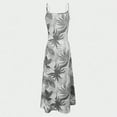 thumbnail image 5 of Womens Summer Beach Dresses Spaghetti Strap Vacation Cami Dress Sleeveless Aline Maxi Sundress Gray, XL, 5 of 7