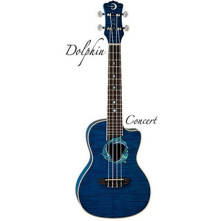 Luna Dolphin Cutaway Maple Top Concert Body Ukulele - Translucent Blue
