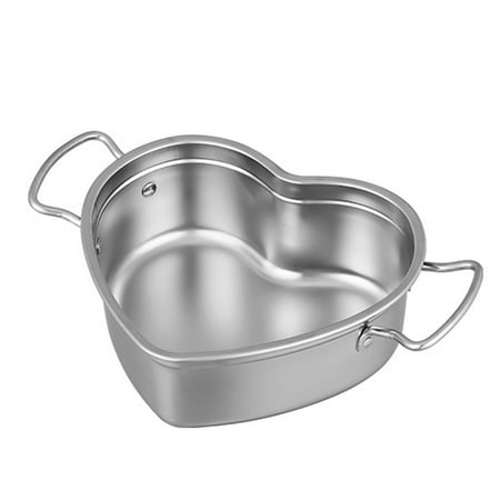 

QUSENLON Mini Soup Pot Stock Pot Stainless Steel Cooking Saucepan Household Seafood Pot Heart-shaped Kitchen Milk Pot Durable