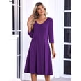 thumbnail image 5 of Zeagoo 3/4 Sleeve Women's Dress Pleated Midi Dresses Floral T Shirt Dress with Pockets Casual Flowy A-Line Dresses, 5 of 6