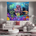 thumbnail image 4 of Tapestry for Bedroom Men Astronaut Tapestry Aesthetics Cool Room Decor Wall Tapestry UV Reactive Mushroom Jellyfish Tapestries Cool Black Light Posters Wall Hanging (51''x60''), 4 of 6