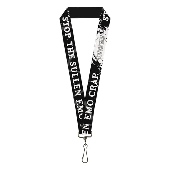 Supernatural Lanyard, Supernatural Title Logo Stop With the Sullen Emo Crap Quote, Elastic