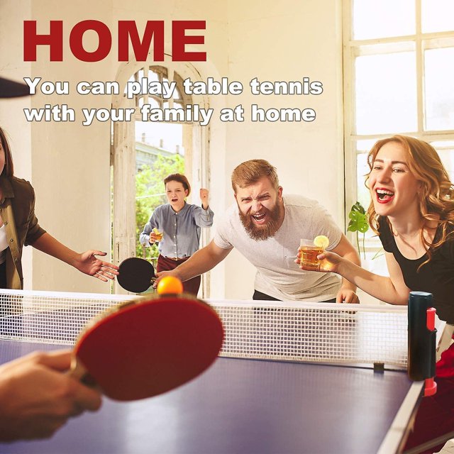 Red de ping pong retráctil con soporte, perfecta para mesa de ping pong, escritorio, cocina o mesa de comedor, color negro Rojo Verde Cocina, Decoración y Otros