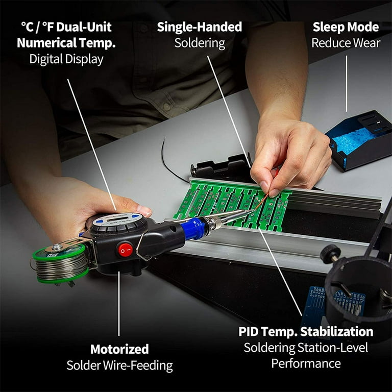 DEELLEEO Digital Auto Feed Soldering Gun Automatic 60W Electronics Solder Iron Gun Kit Soldering Tools for Jewelry Home DIY Circuit Board Repair