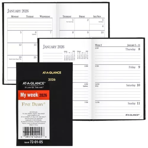 2026 At-A-Glance 72-01-05 Fine Diary Weekly Monthly Planner, 2-3/4 X 4-1/4"