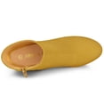 thumbnail image 4 of Botines de tacón Redondo Allegra K con cremallera lateral de punta Redonda para Mujer Amarillo 40, 4 of 6