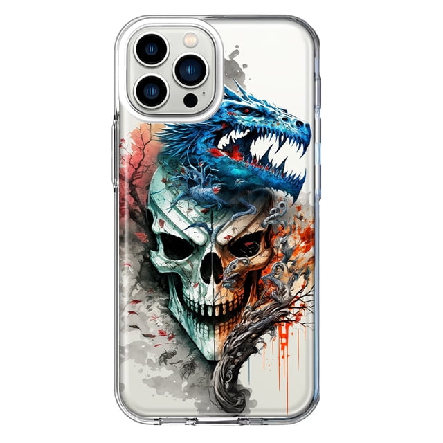 MUNDAZE Apple iPhone 11 Pro Max Fantasy Blue Dragon Dream Skull Double Layer Phone Case Cover