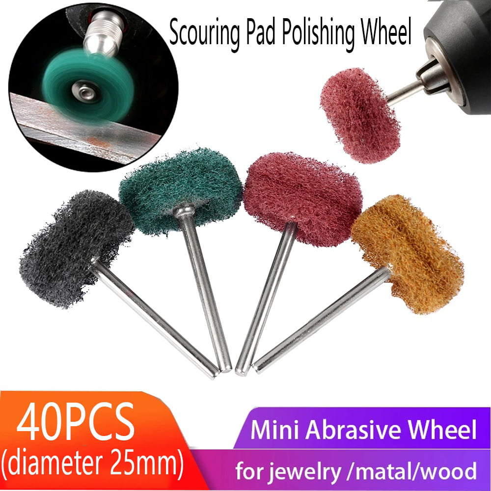 25mm Scouring Pad Abrasive Buffing Pad Brush Polishing Wheel Rotary Tool 40Pcs
