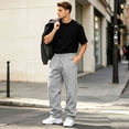 thumbnail image 5 of Hsovts Men's Loose Baggy Sweatpants Wide Leg Open Bottom Fleece Lined Sweat Pants Vibrant Multi‑Color Casual Wear Light Gray M, 5 of 7