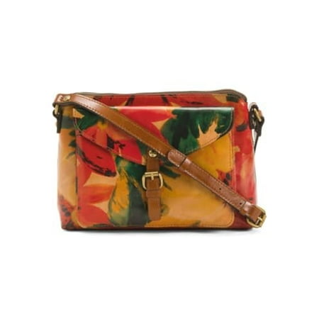 Patricia Nash Avellino Leather Medium Spring Multi Print Front Pocket Crossbody