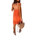 thumbnail image 4 of Franhais Women Sling Dress, Spaghetti Straps Tie-up Backless Ruffled Solid Loose Midi Dress for Club Party, 4 of 5