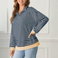 thumbnail image 6 of dGslk Women’s Long Sleeve Striped Pullover Top Casual Half Zip Collar Loose Fit Sweatshirt for Everyday Comfort and Style Black L, 6 of 6