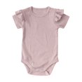 thumbnail image 2 of LIIPEE Summer Solid Color Baby Bodysuits For Boys Ruffle Short Sleeve Crew Neck Casual Onesies Kids Cute Daily Ribbed Crawling Clothing,18-24 Months, 2 of 3