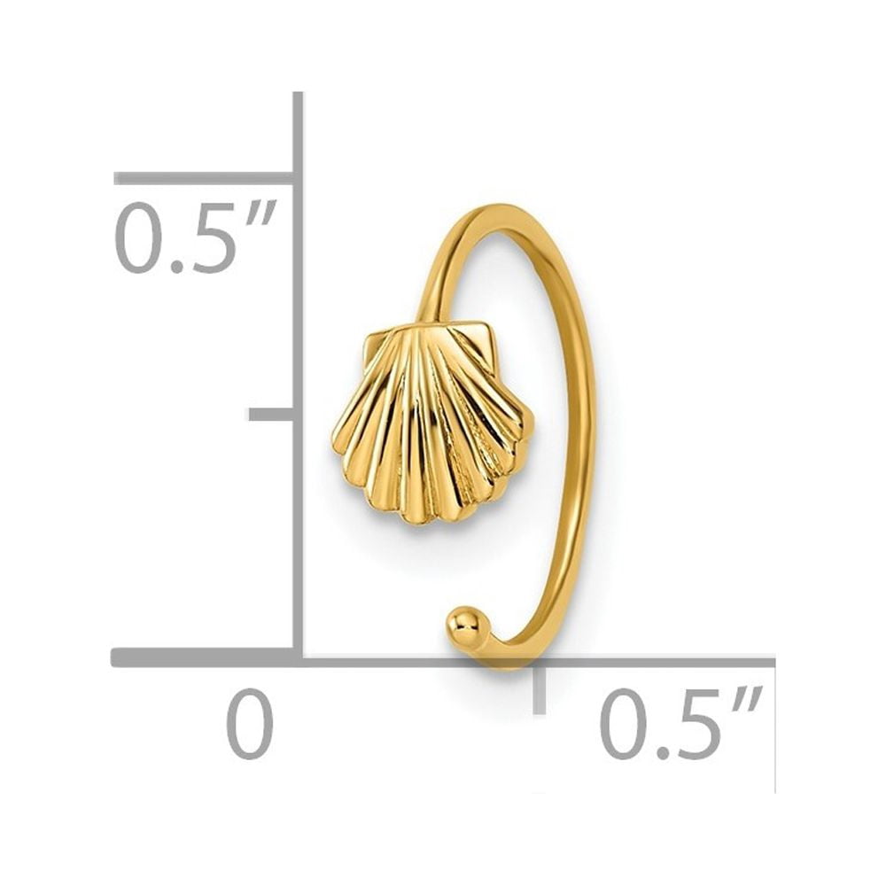 Auriga Fine Jewelry 14K Yellow Gold Scallop Shell Nose Ring / Ear Cuffs for Women (L- 5.32mm, W-5.34mm)