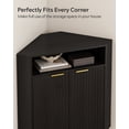 thumbnail image 4 of Joyyskill Fluted Corner Cabinet with Storage, Modern Floor Cabinets with Adjustable Shelf & Metal Legs Wooden Narrow Cabinet Organizer, Black, 4 of 7