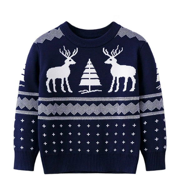Toddler Cartoon Pullover Knit Sweater Reindeer Boys Year Fall Winter Knitwear