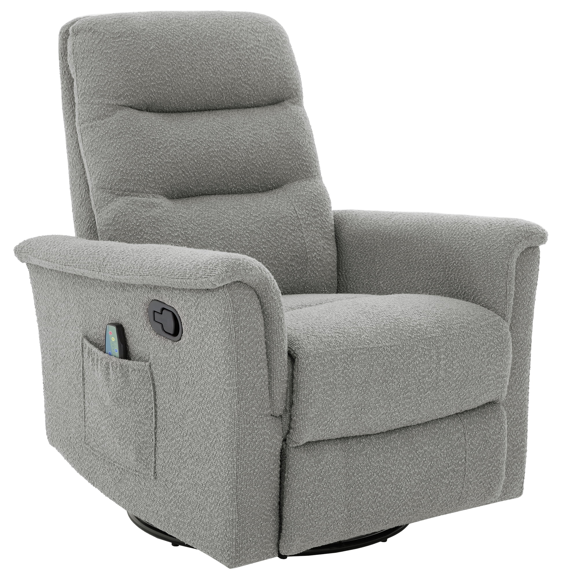 Euroco Manual Recliner Chair, 270° Swivel Rocker Chair with 8-Point Massage Function and Adjustable Backrest,Nursery Rocking Recliner for Living Room, Bedroom and Nursery,Grey