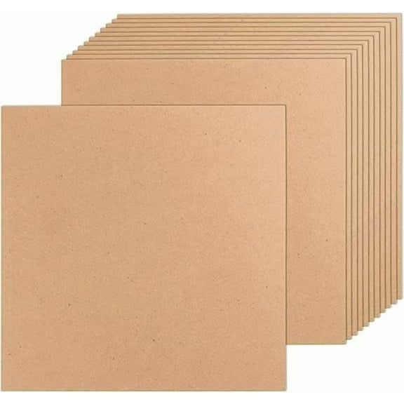 12 Pack MDF Wood Board for Crafts 12x12x1/8 Inch-3 mm Thick Medium Density Fiberboard Unfinished Wood Art Boards Blank Wooden Blocks Chipboard Panels for DIY Crafts, Painting, Engraving,Home Decor