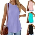 thumbnail image 5 of sunsanly Summer Casual Vest O-neck Sleeveless Loose Fit Tank Tops Solid Color Pullover Tops Mid-length Vest Streetwear, 5 of 8