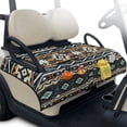 thumbnail image 2 of COEQINE Golf Cart Seat Towel Blanket Cover with Handle for Folded Carrying and Storage, Quilted Padding, 4 Storage Pockets, Fit for Most 2 Seat Cart, American Tribal Geometric Gray Orange, 2 of 8