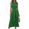 thumbnail image 1 of Robe Midi T-Shirt Sans Manches Décontractée d'Été pour Femmes, Coupe Ajustée, Taille à Nouer, Débardeur, Longues Robes, Robe de Vacances, Vert G, 1 of 10