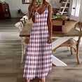 thumbnail image 4 of White Red Blue Tartan Plaid Sleeveless Dress Dresses Women Summer Women's Summer Clothing, 4 of 9