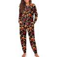 thumbnail image 2 of DISNIMO Women Pajama Set Mushroom Maple Leaf Print 4 Piece Sleepwear with Hairband Long Sleeve Crewneck Loungewear with Long Pants Casual Loose Nightwear with Pockets, S, 2 of 7
