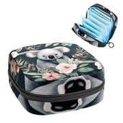Koala Mini Plush Sanitary Napkin Pouch - Makeup Bag, Period Bags for School, Small Travel Toiletry Bag for Women - 4.7x6.6x6.6 in